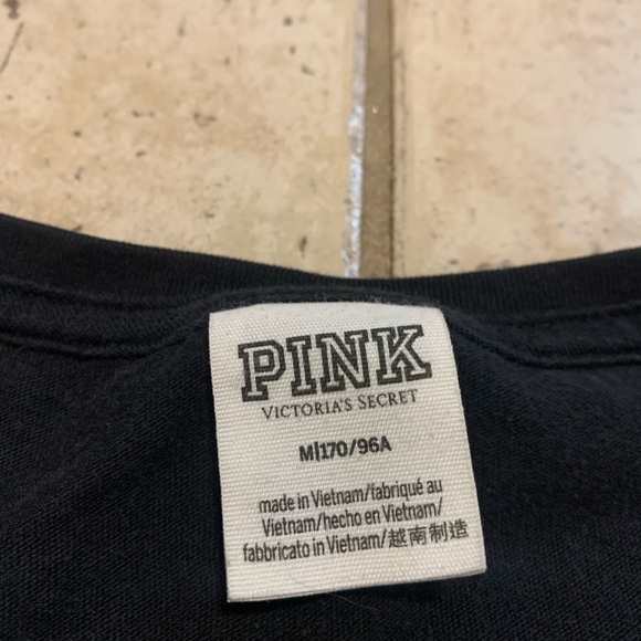 PINK Victoria's Secret Black & White Sequin Dog Tee - M - Picture 2 of 7